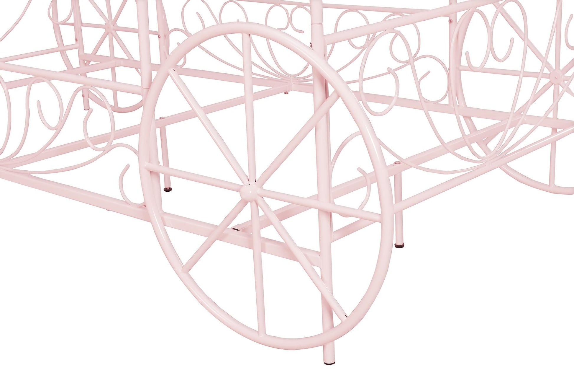 Metal Twin Carriage Bed Whimsical and Scrolled Design - Pink - Twin