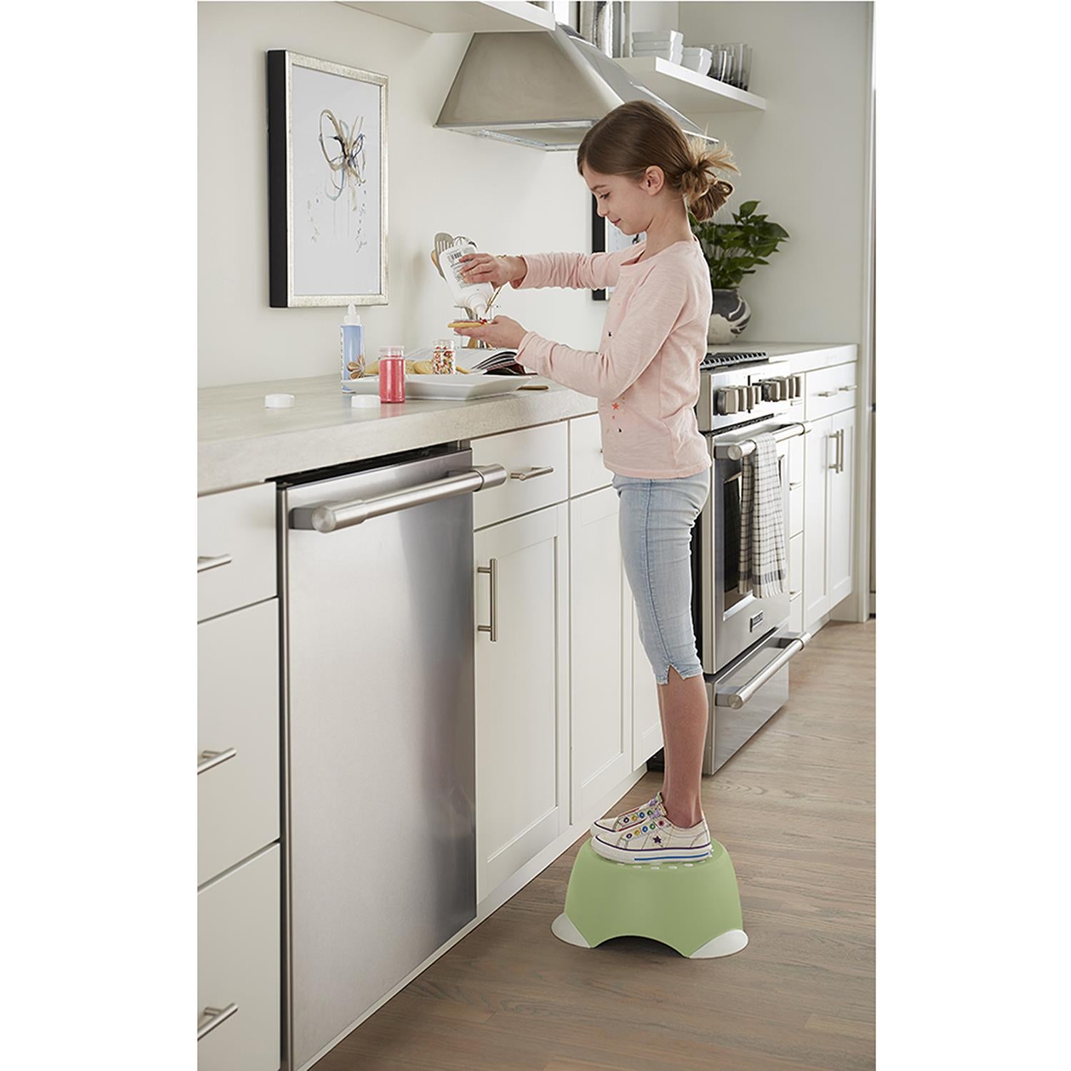 Kids One-Step Step Stool, Set of 2 Lightweight and Non-Slip - Green - 2-Pack
