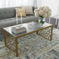 CosmoLiving Juliette Glass Top Coffee Table, Brass, Tempered Glass - Brass