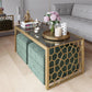 CosmoLiving Juliette Glass Top Coffee Table, Brass, Tempered Glass - Brass