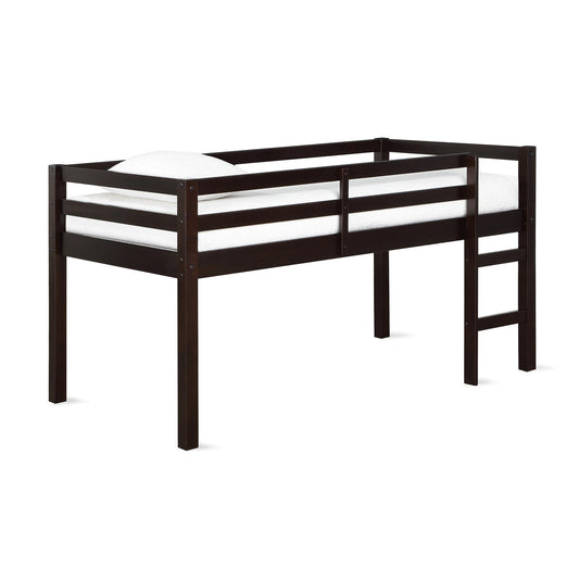 Milton Junior Twin Size Wooden Espresso Loft Bed for Kids - Espresso