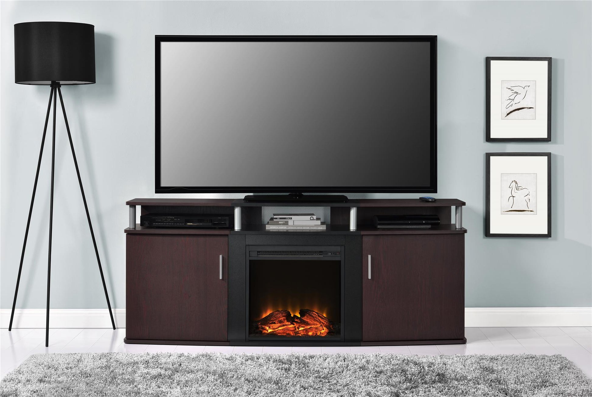 Carson Electric Fireplace TV Console for TVs up to 70 Inch - Cherry