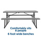 Outdoor 6 Foot Folding Picnic Table, Comfortably Seats 8 People - Dark Gray