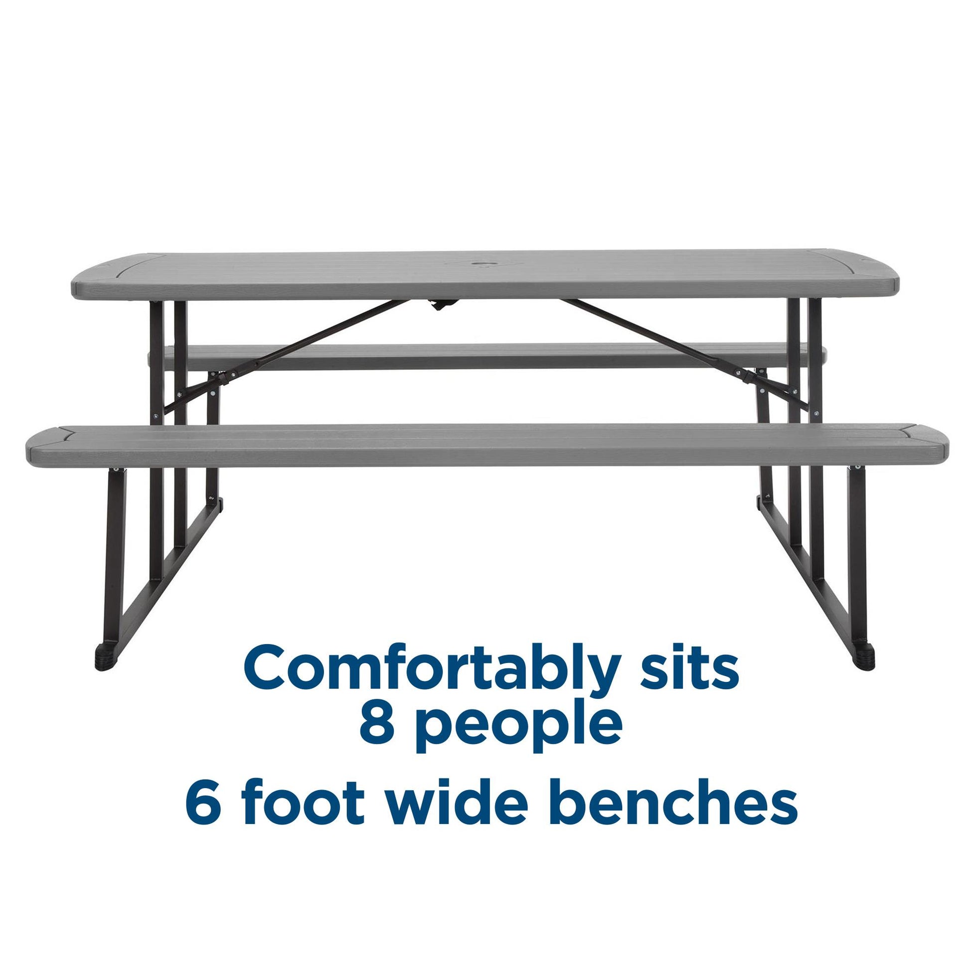 Outdoor 6 Foot Folding Picnic Table, Comfortably Seats 8 People - Dark Gray