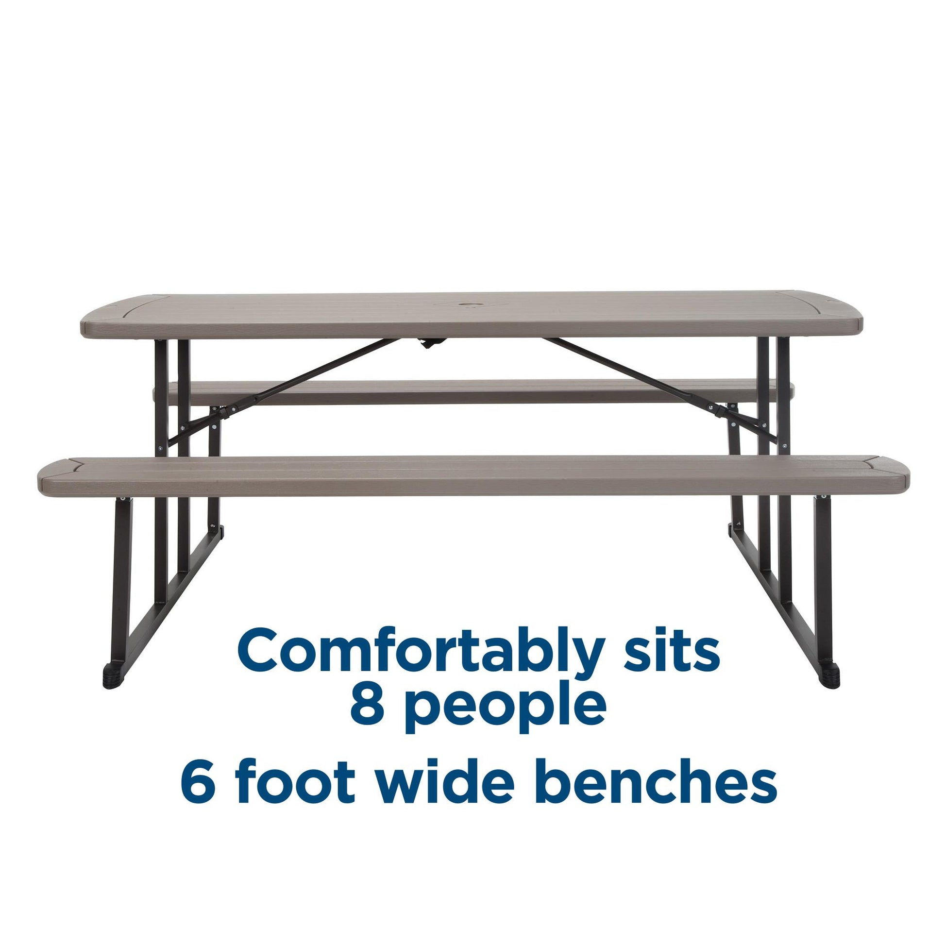 Outdoor 6 Foot Folding Picnic Table, Comfortably Seats 8 People - Taupe