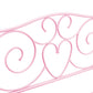 Canopy Metal Bed Frame with Intricate Design Headboard and Secured Slats - Pink - Twin