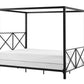 Rosedale Metal Four-Poster Canopy Bed with Crisscross Headboard and Footboard - Black - Queen