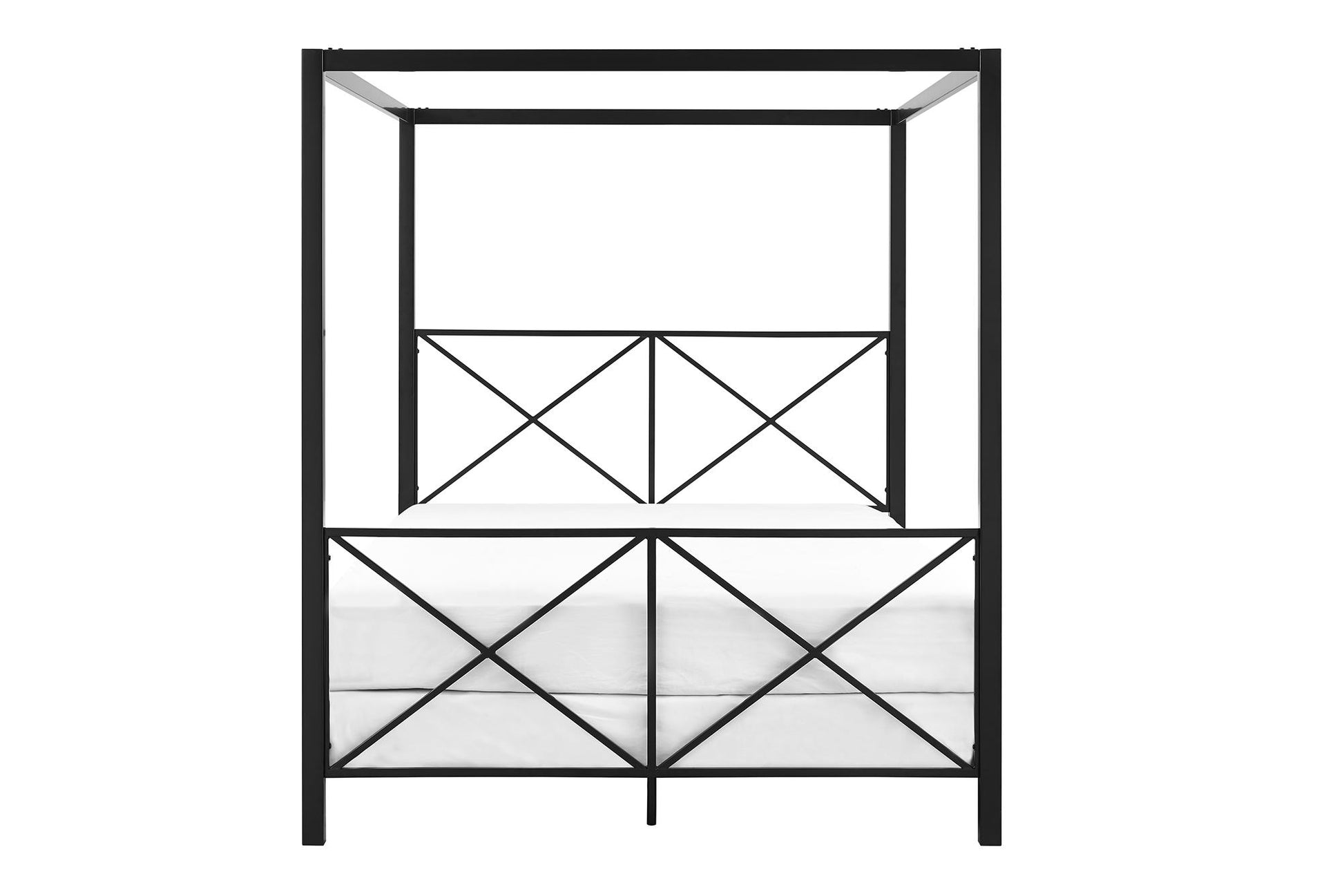 Rosedale Metal Four-Poster Canopy Bed with Crisscross Headboard and Footboard - Black - Queen