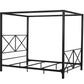 Rosedale Metal Four-Poster Canopy Bed with Crisscross Headboard and Footboard - Black - Queen