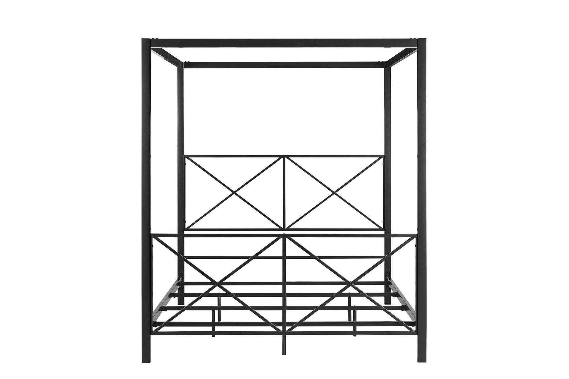 Rosedale Metal Four-Poster Canopy Bed with Crisscross Headboard and Footboard - Black - Queen