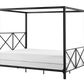 Rosedale Metal Four-Poster Canopy Bed with Crisscross Headboard and Footboard - Black - Queen