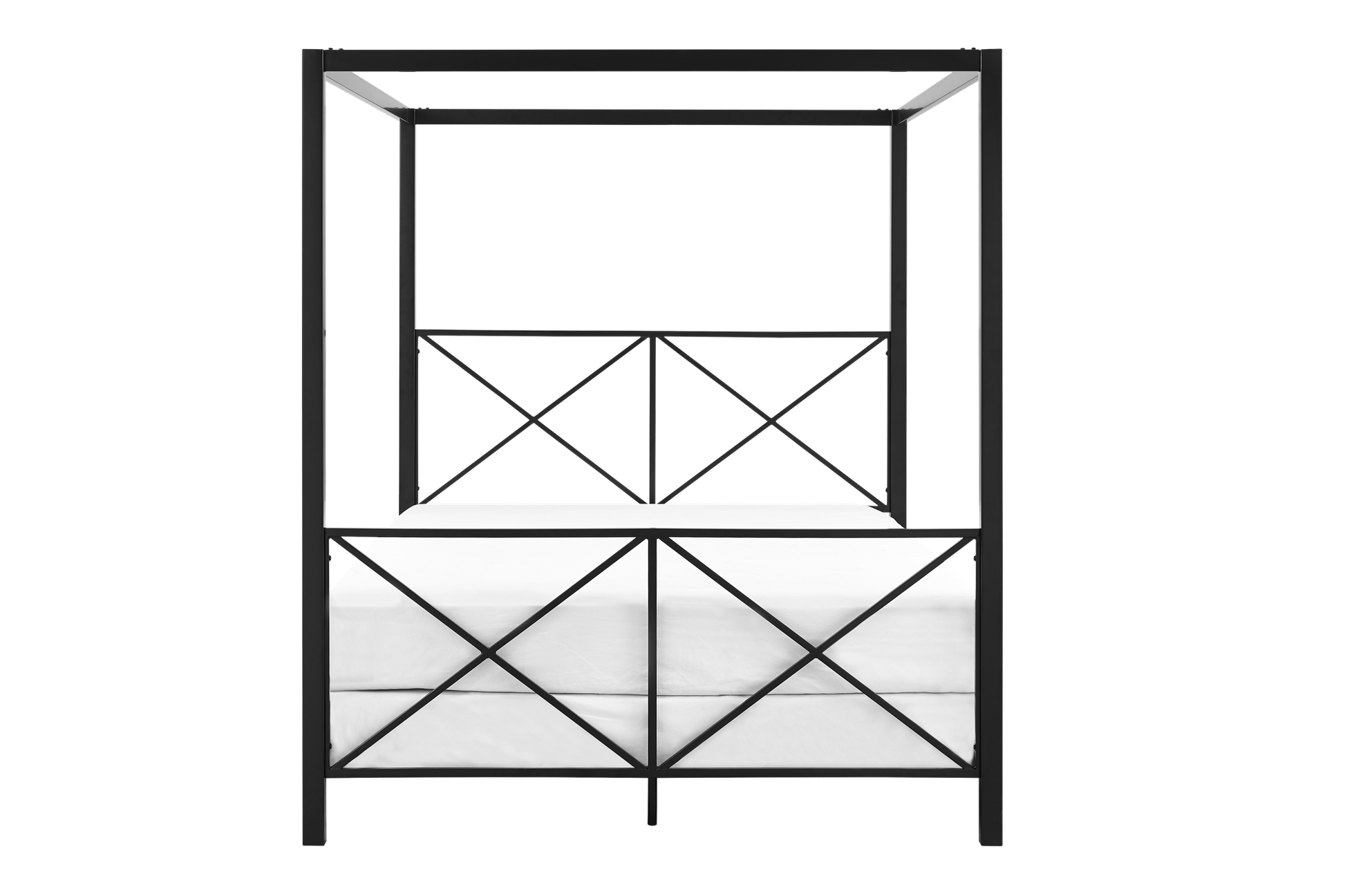 Rosedale Metal Four-Poster Canopy Bed with Crisscross Headboard and Footboard - Black - Queen