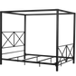 Rosedale Metal Four-Poster Canopy Bed with Crisscross Headboard and Footboard - Black - Queen