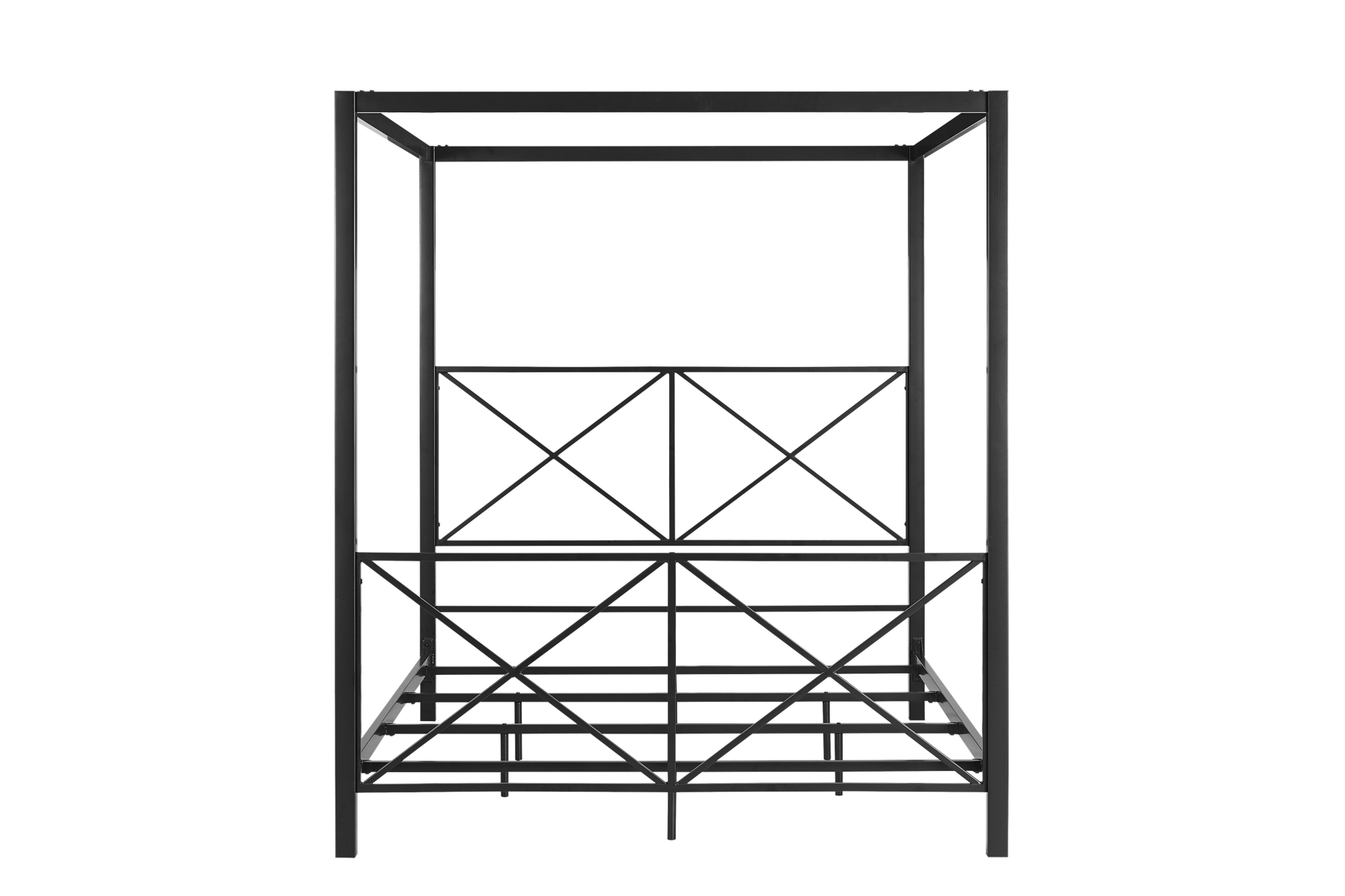 Rosedale Metal Four-Poster Canopy Bed with Crisscross Headboard and Footboard - Black - Queen