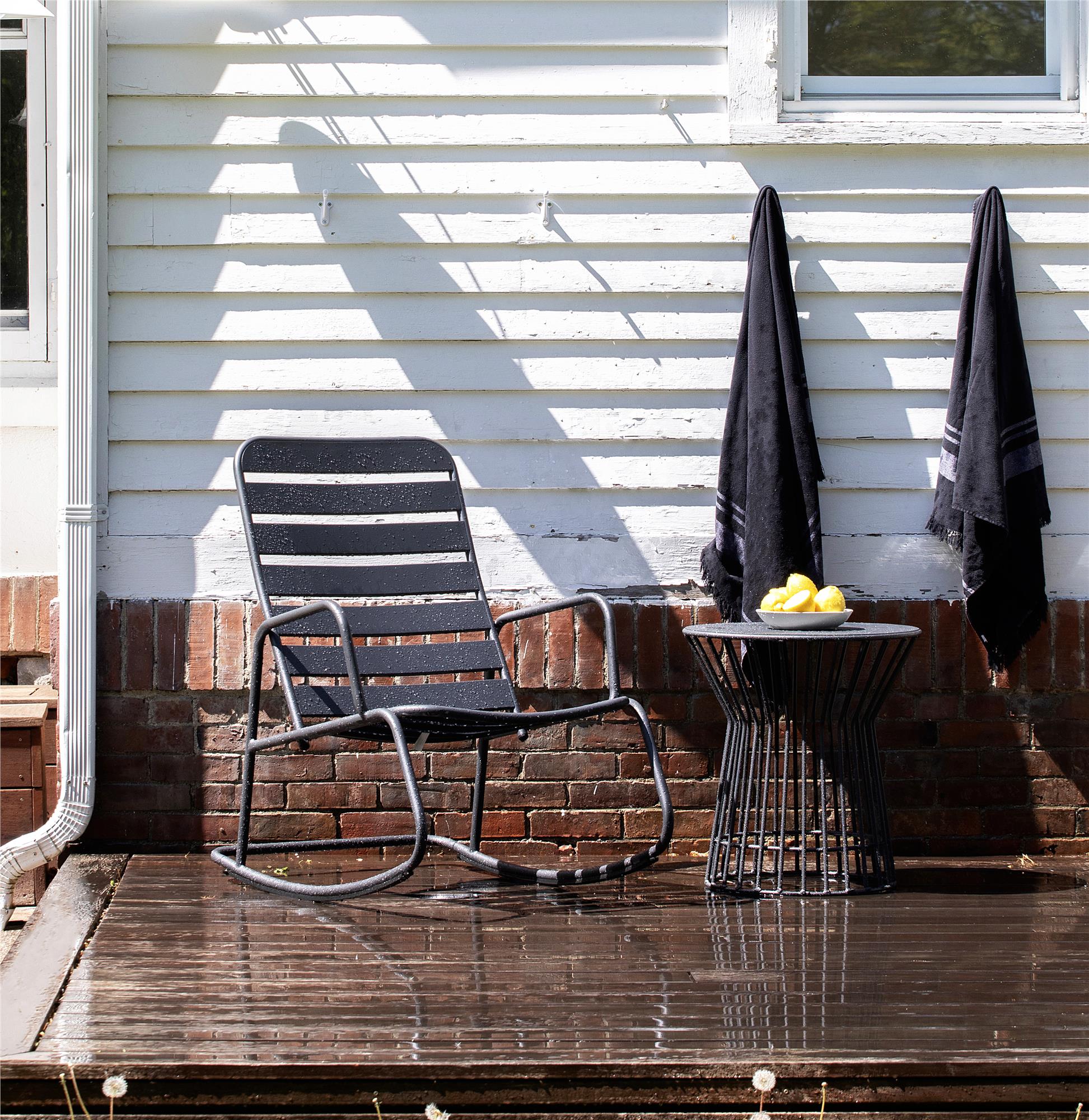 Novogratz Poolside Gossip Collection, Roberta Outdoor/Indoor Rocking Chair, Charcoal - Charcoal