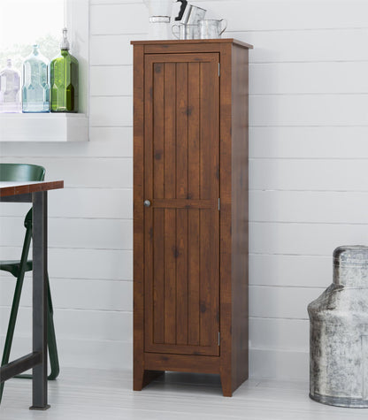 Milford 60 Inch Single Door Storage Pantry Cabinet with 4 Shelves - Old Fashion Pine