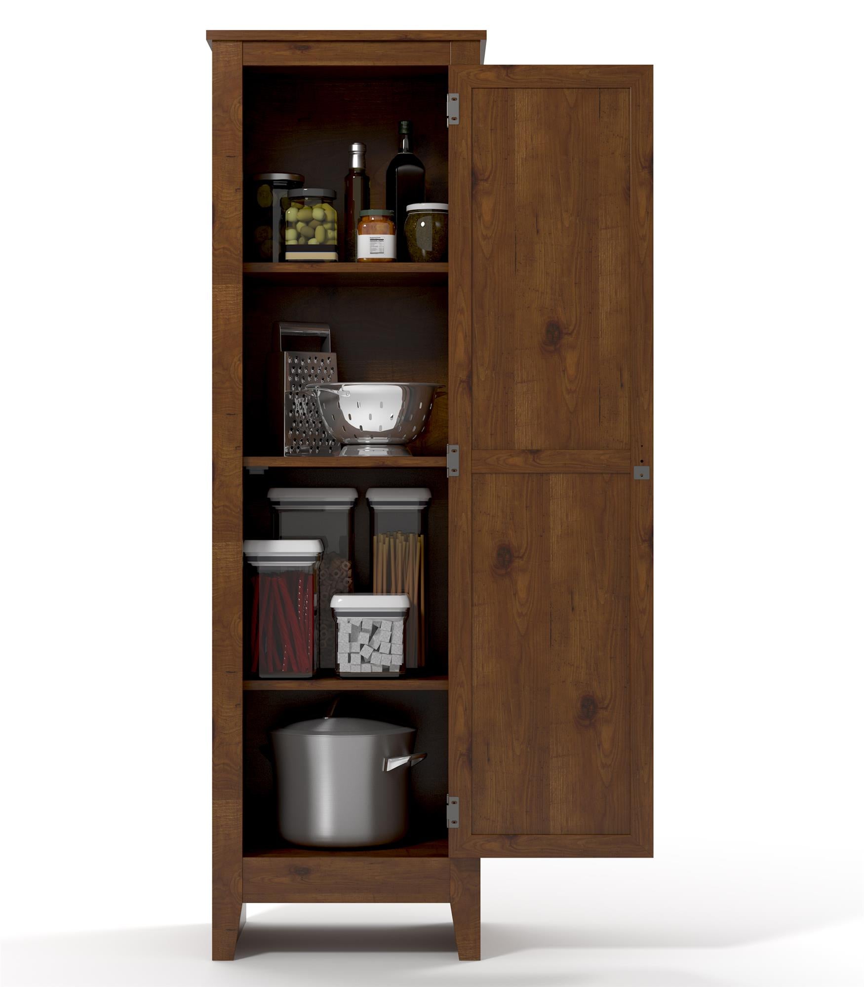 Milford 60 Inch Single Door Storage Pantry Cabinet with 4 Shelves - Old Fashion Pine