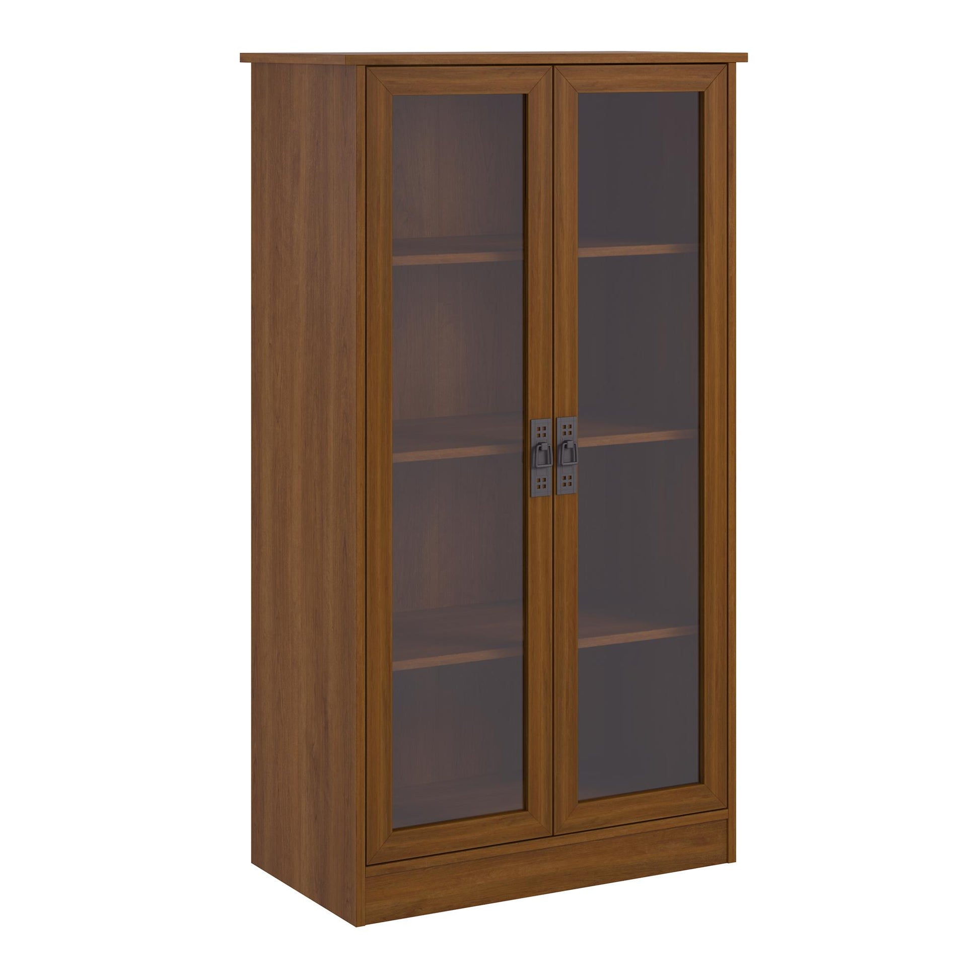 Quinton Point Bookcase with 2 Glass Doors and 4 Shelves - Brown Oak
