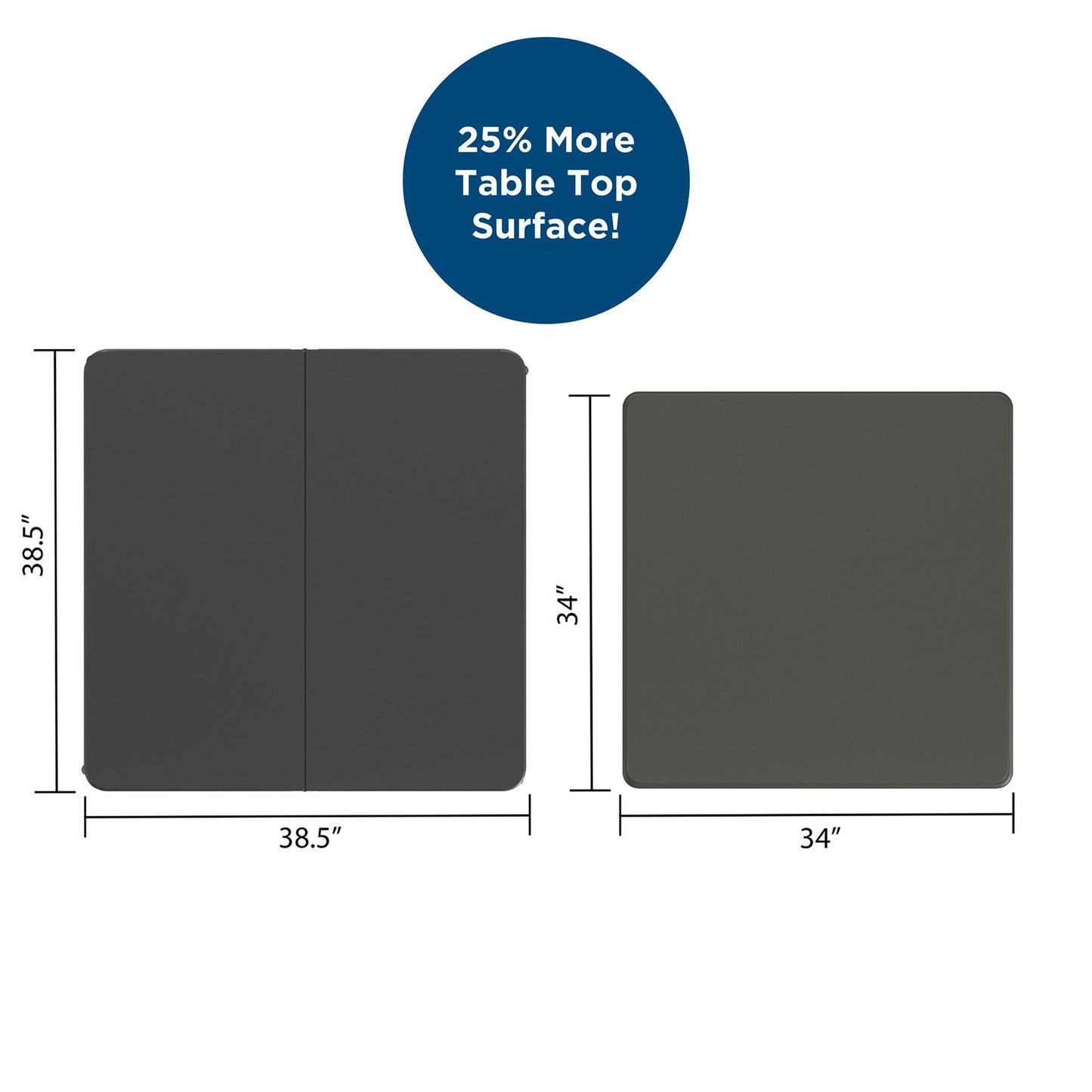 38.5 Inch Indoor and Outdoor Fold-in-Half Card Table with Handle - Black - 1-Pack