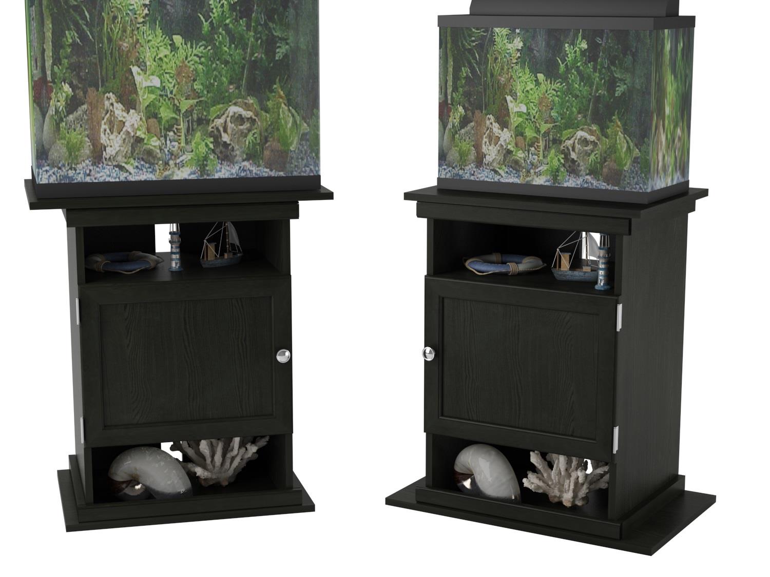 10/20 Gallon Aquarium Stand with Open and Concealed Storage - Black Oak