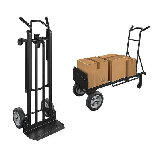 Steel 2 in 1 Hand Truck with 800 lb Weight Capacity - Black / blue
