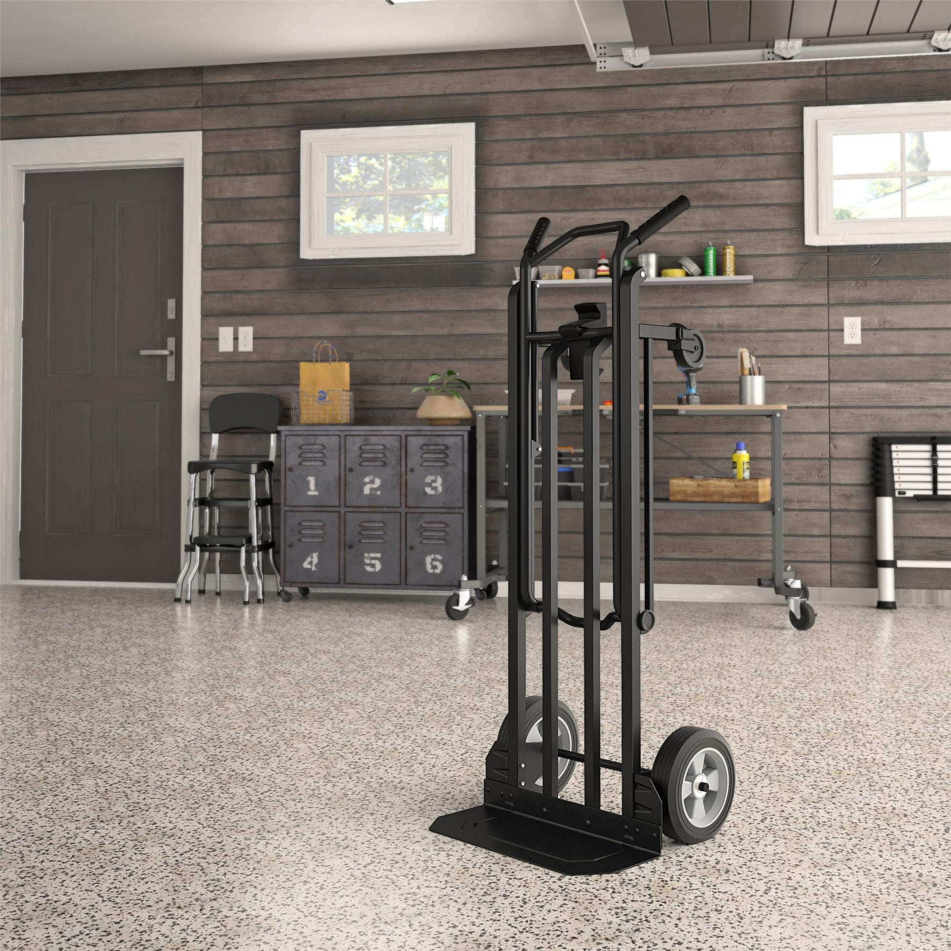 Steel 2 in 1 Hand Truck with 800 lb Weight Capacity - Black / blue