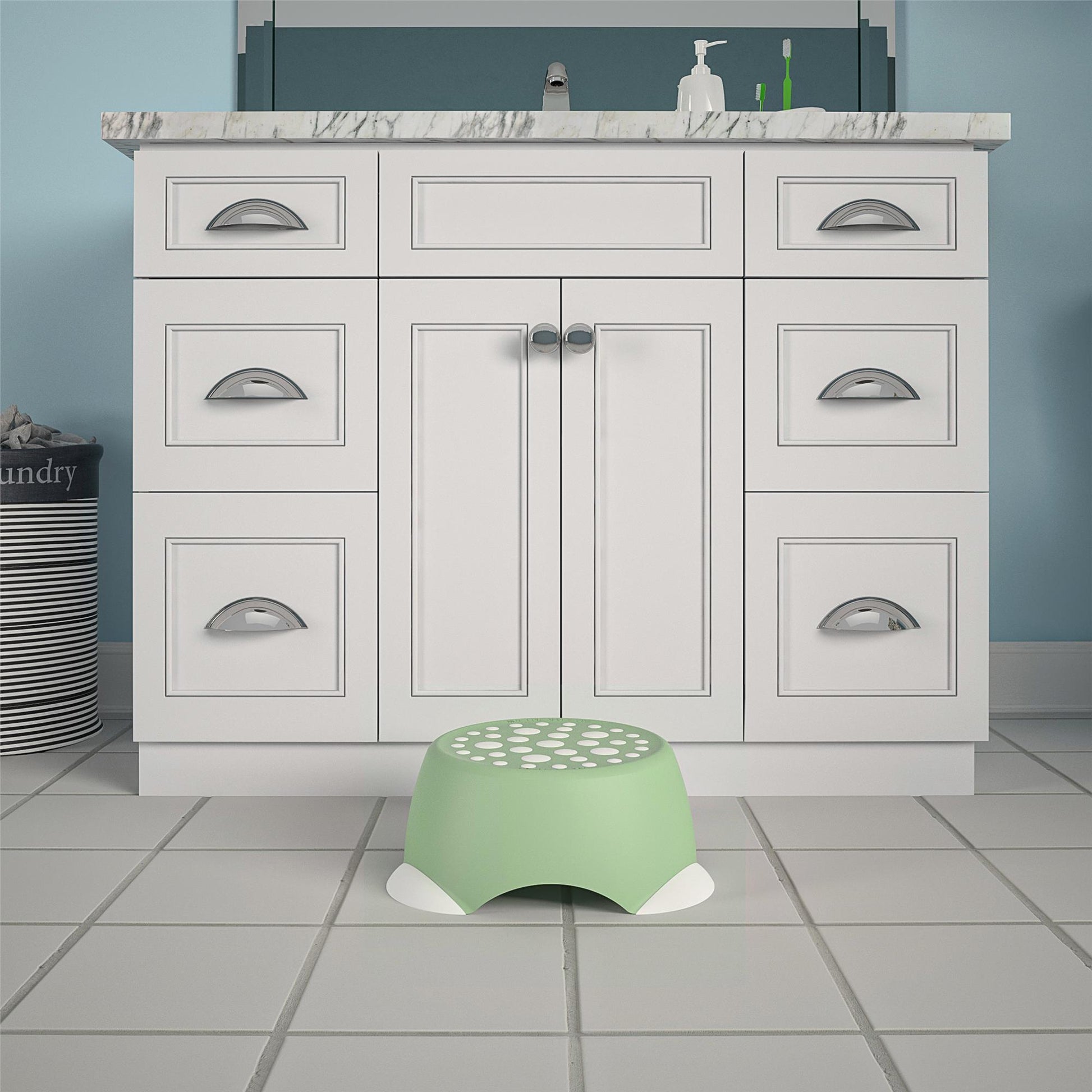 Kids One-Step Step Stool, Set of 2 Lightweight and Non-Slip - Green - 2-Pack