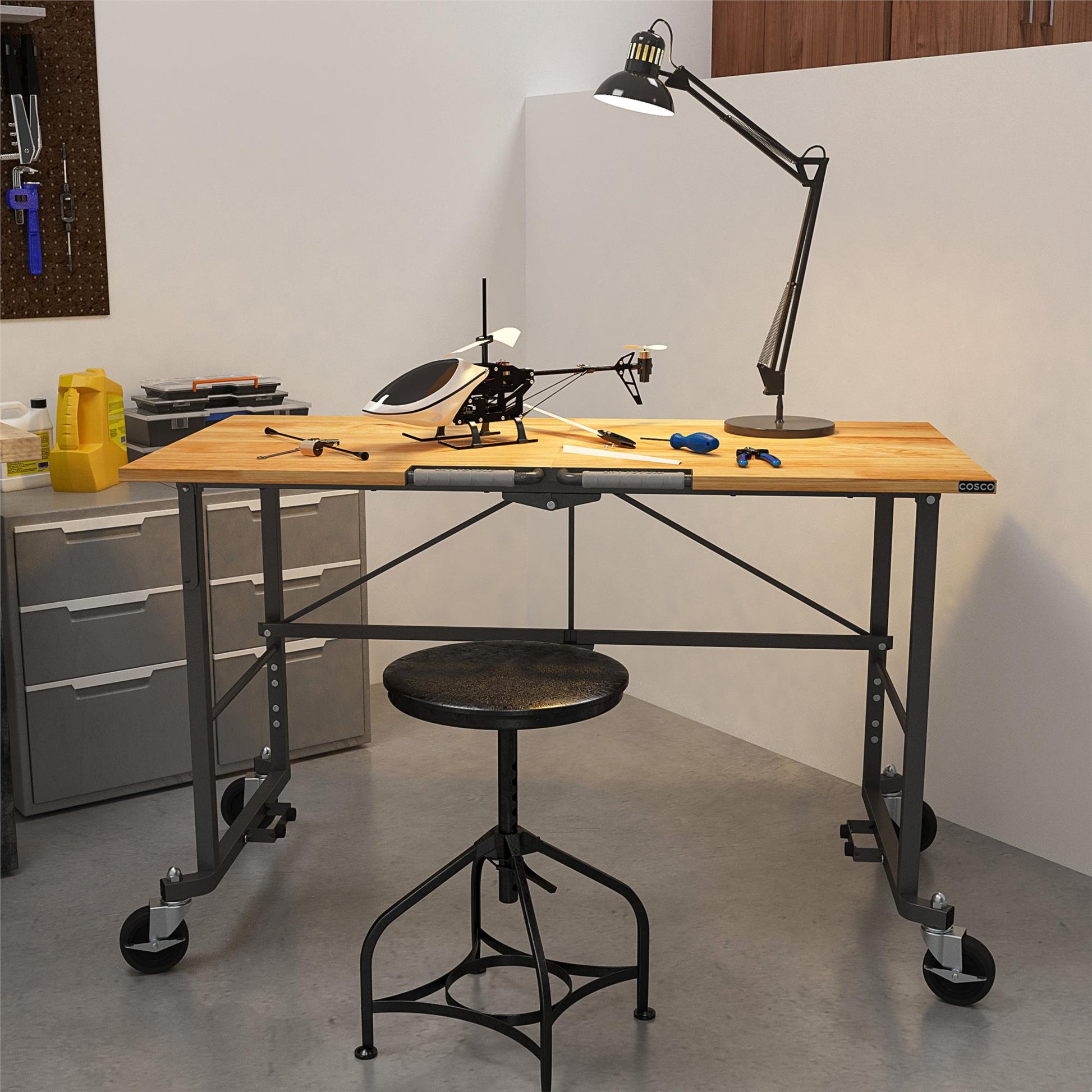 Smartfold Portable Folding Workbench with Hardwood Top and 400 lb Weight Capacity - Heath Pine