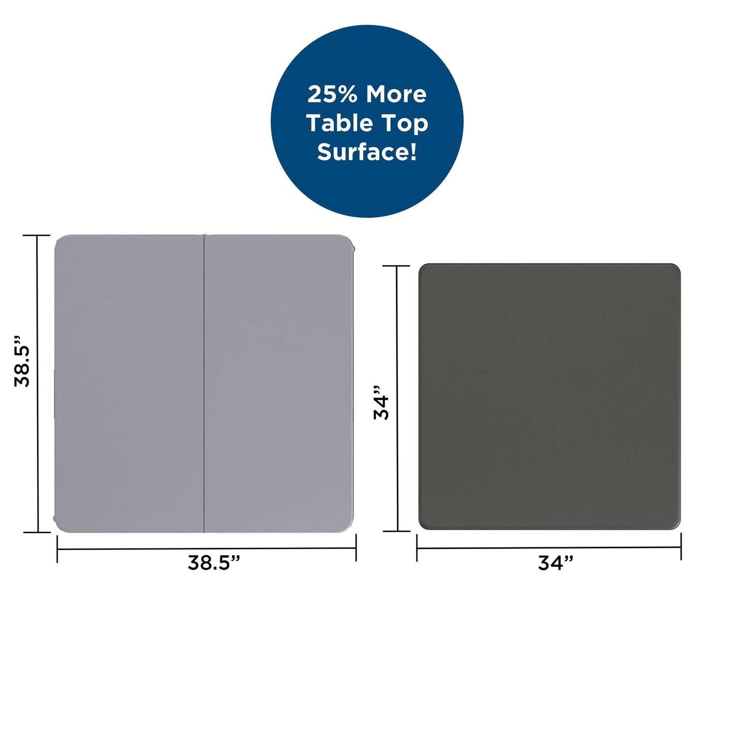 38.5 Inch Indoor and Outdoor Fold-in-Half Card Table with Handle - Gray - 1-Pack