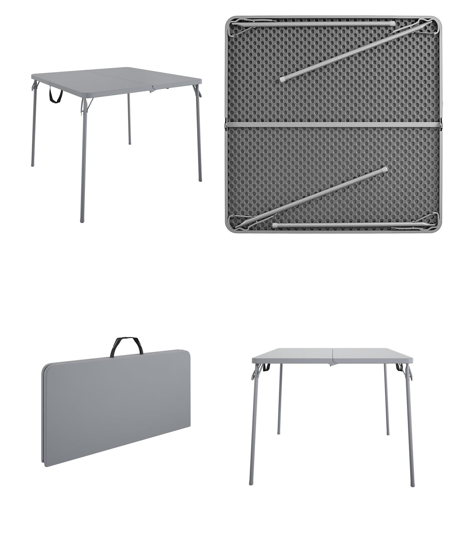 38.5 Inch Indoor and Outdoor Fold-in-Half Card Table with Handle - Gray - 1-Pack
