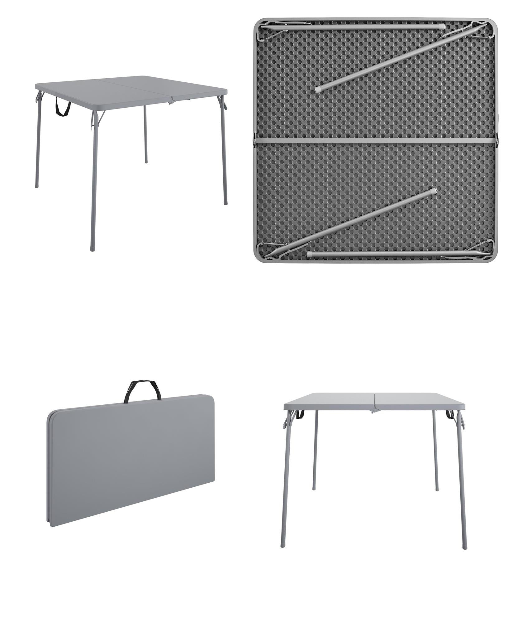 38.5 Inch Indoor and Outdoor Fold-in-Half Card Table with Handle - Gray - 1-Pack