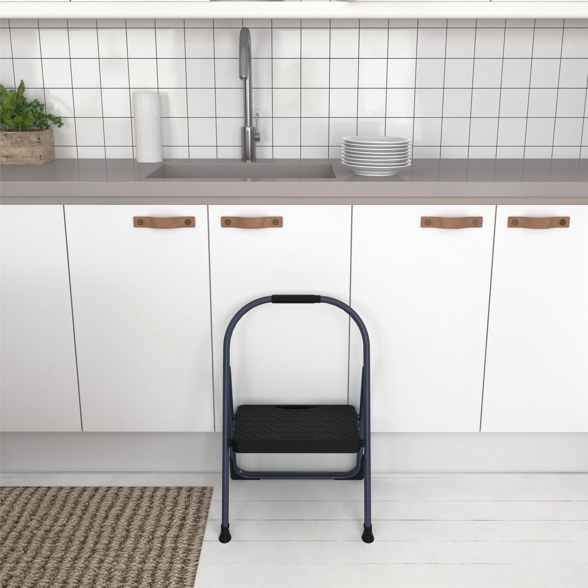Multi-Step Folding Step Stool with 225 lb Weight Capacity - Navy - 1 Step 