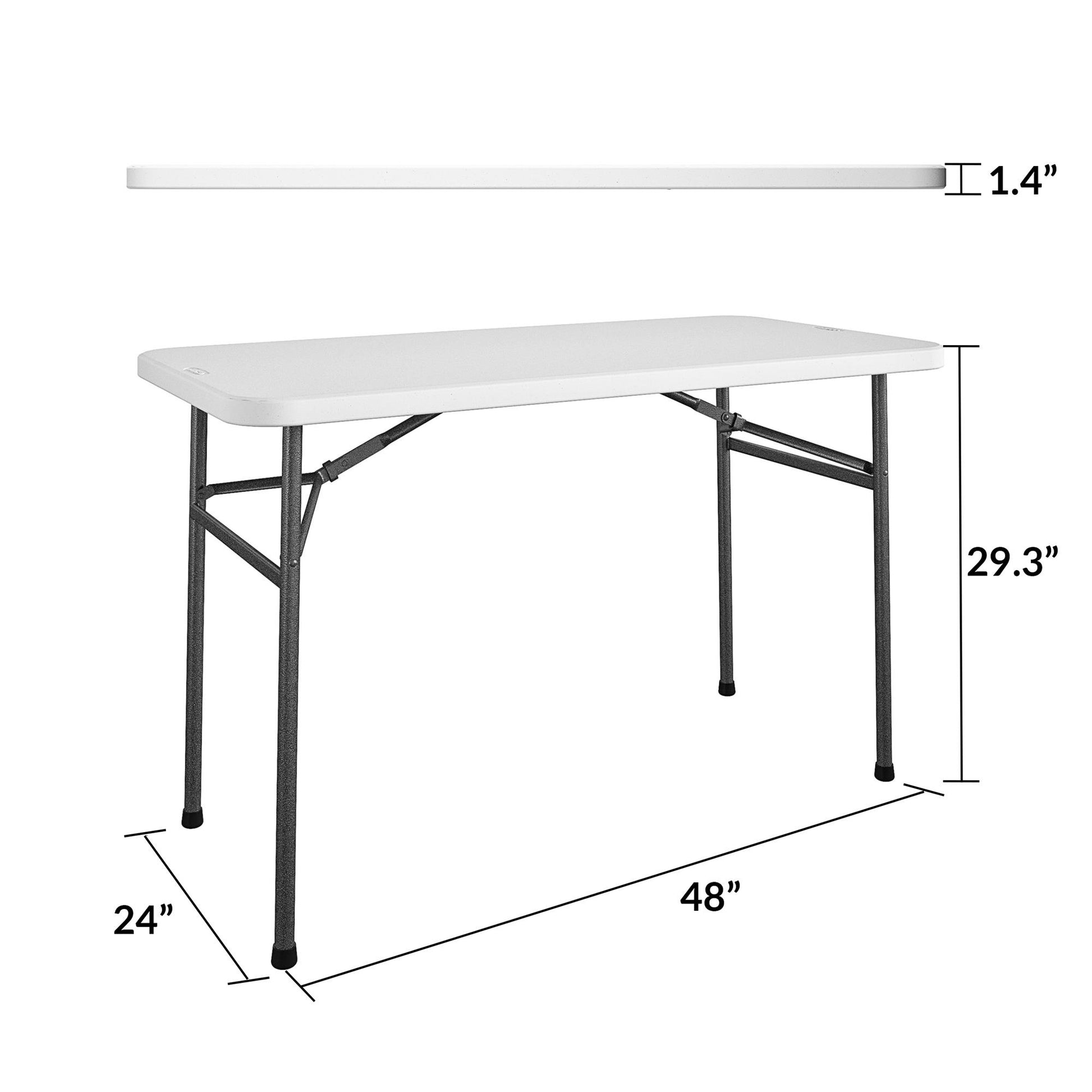 48 Inch Straight Folding Utility Table with 200 lb Weight Capacity - White - 1-Pack