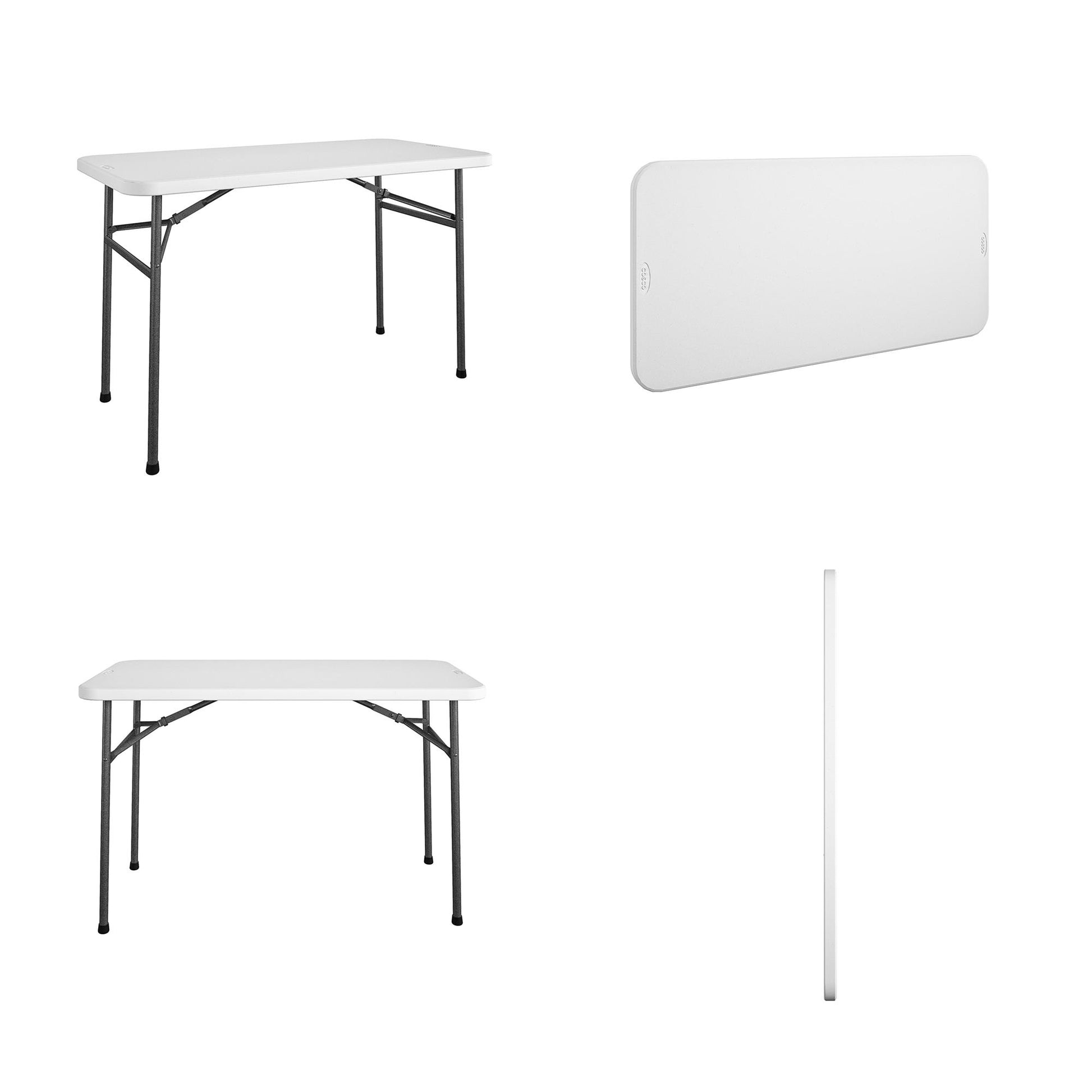 48 Inch Straight Folding Utility Table with 200 lb Weight Capacity - White - 1-Pack