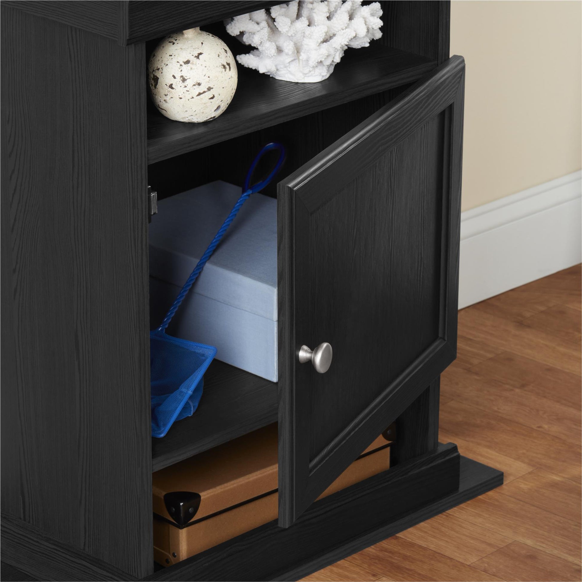 10/20 Gallon Aquarium Stand with Open and Concealed Storage - Black Oak