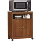 Landry 2 Door Utility Microwave Cart with Shelves - Bank Alder