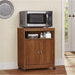 Landry 2 Door Utility Microwave Cart with Shelves - Bank Alder