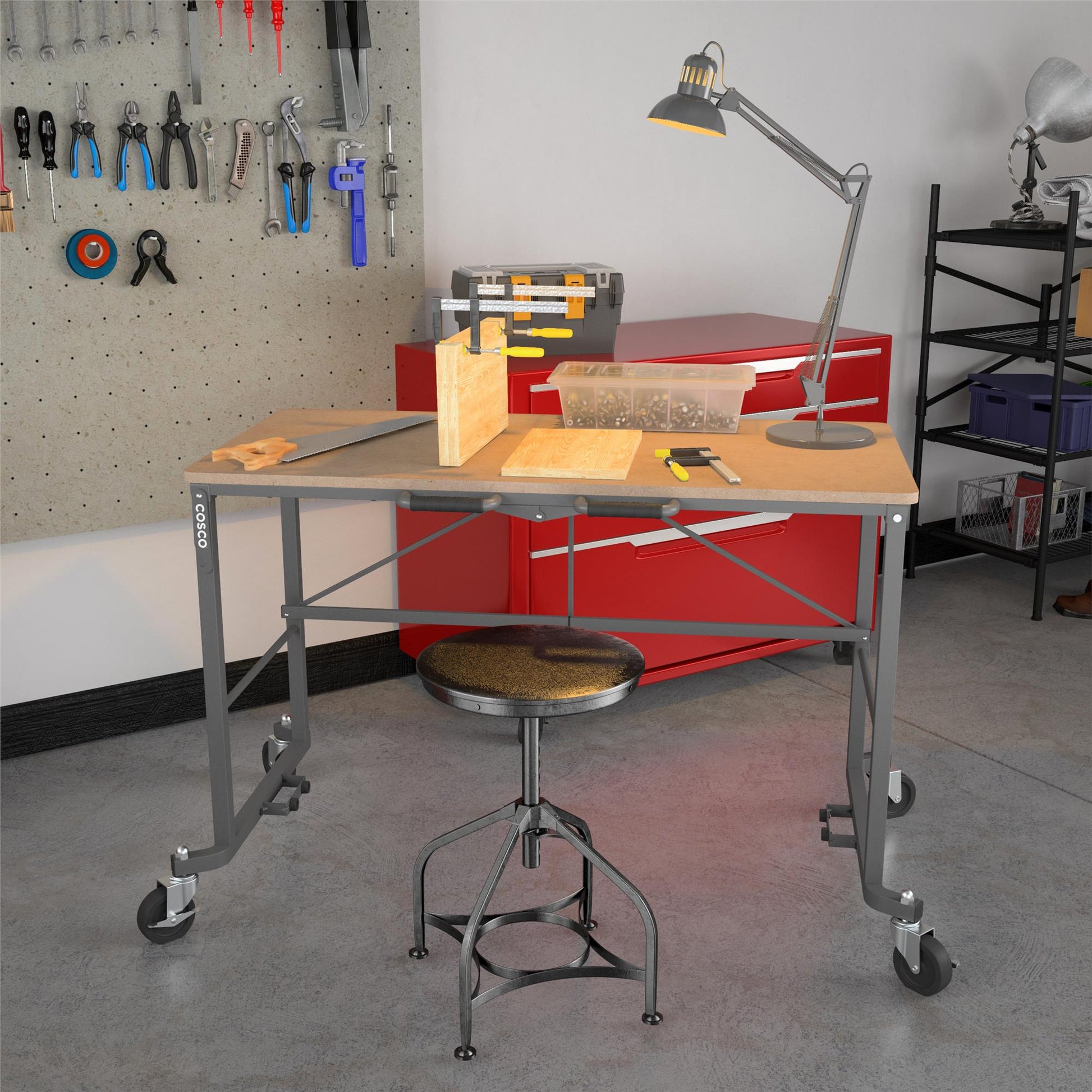 Smartfold Portable Folding Work Desk with 350 lb Weight Capacity - Tan