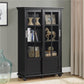 Aaron Lane Tall Bookcase with 2 Sliding Glass Doors - Black