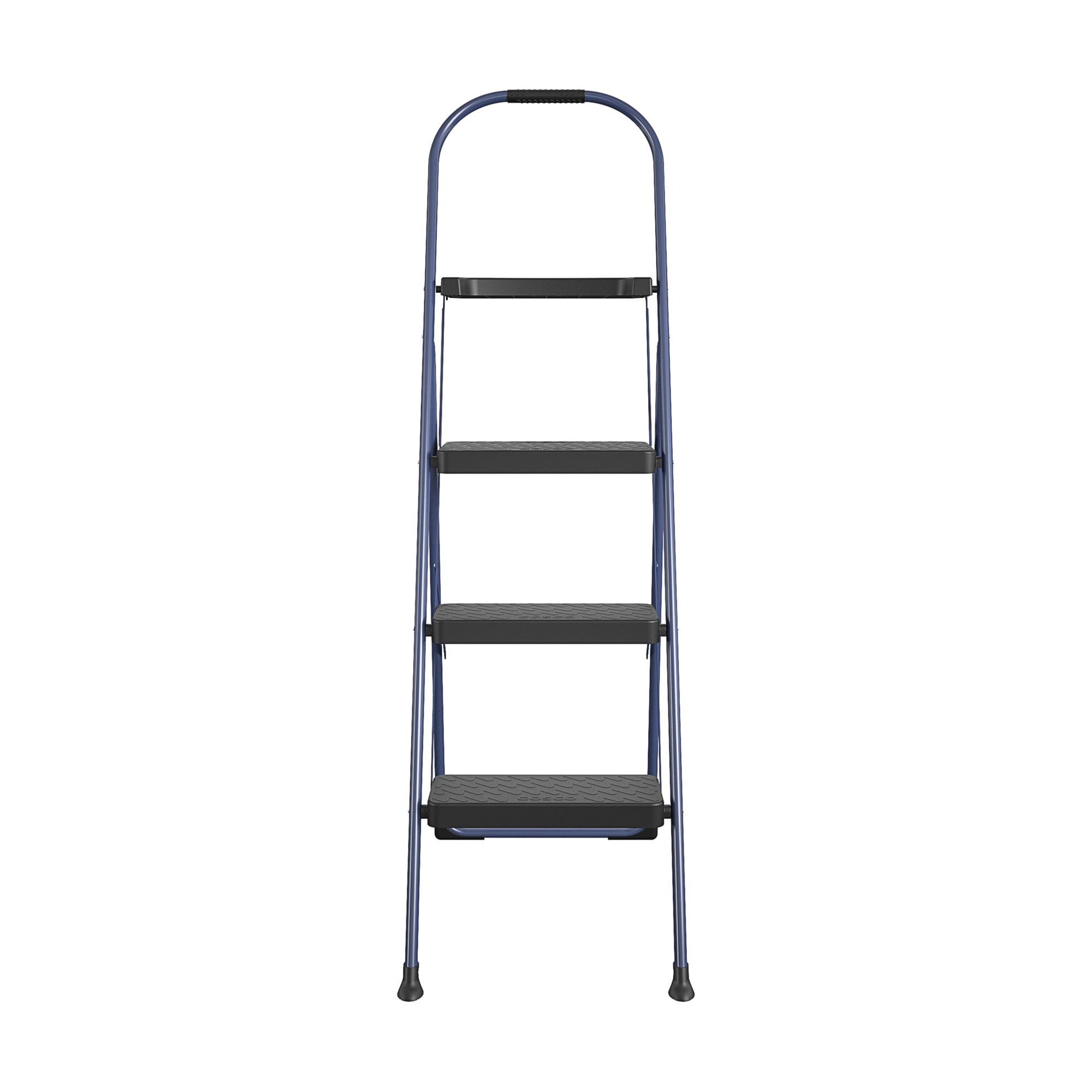 Multi-Step Folding Step Stool with 225 lb Weight Capacity - Navy - 3 Step with Tray
