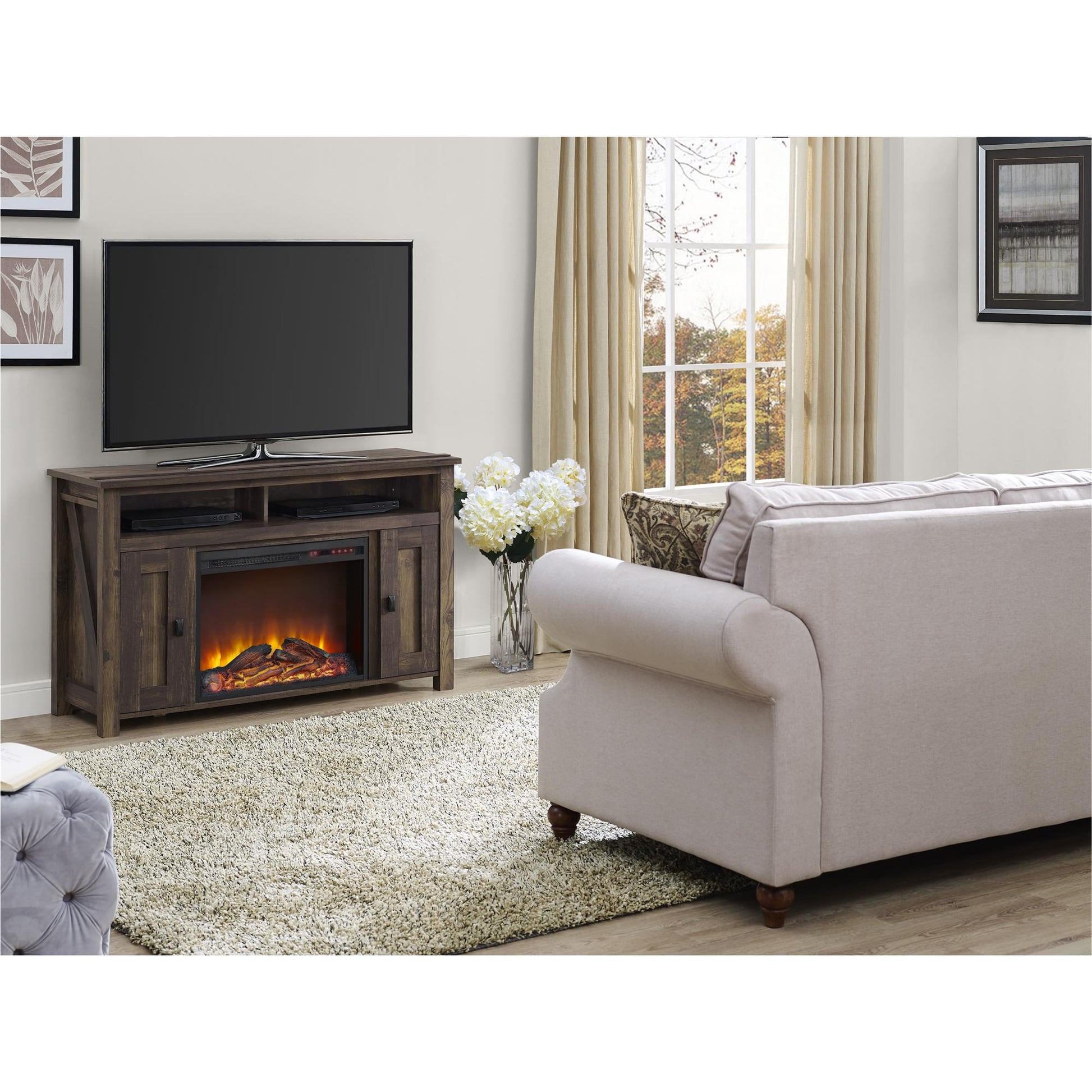 Farmington Electric Fireplace TV Console for TVs up to 50 Inch - Rustic