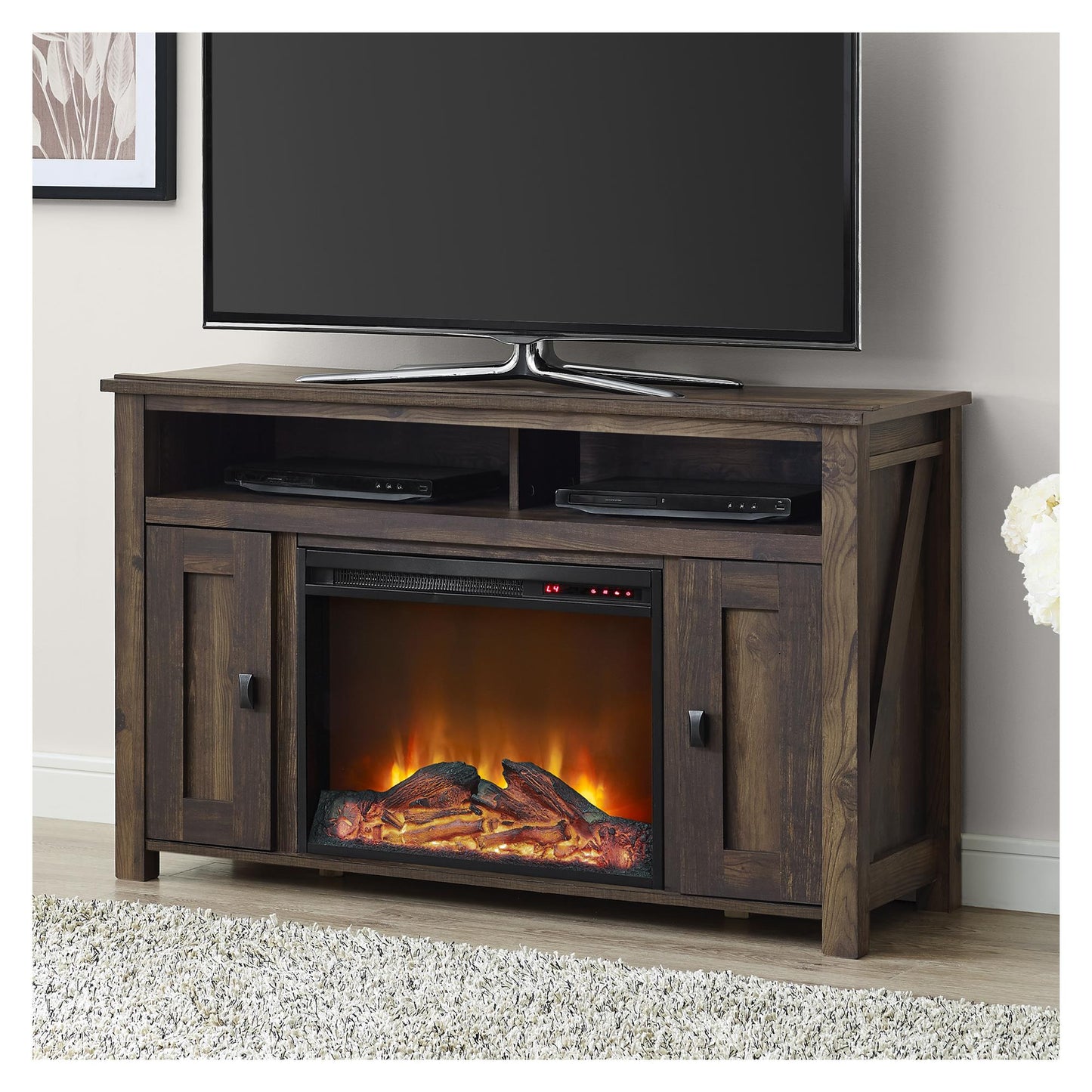 Farmington Electric Fireplace TV Console for TVs up to 50 Inch - Rustic