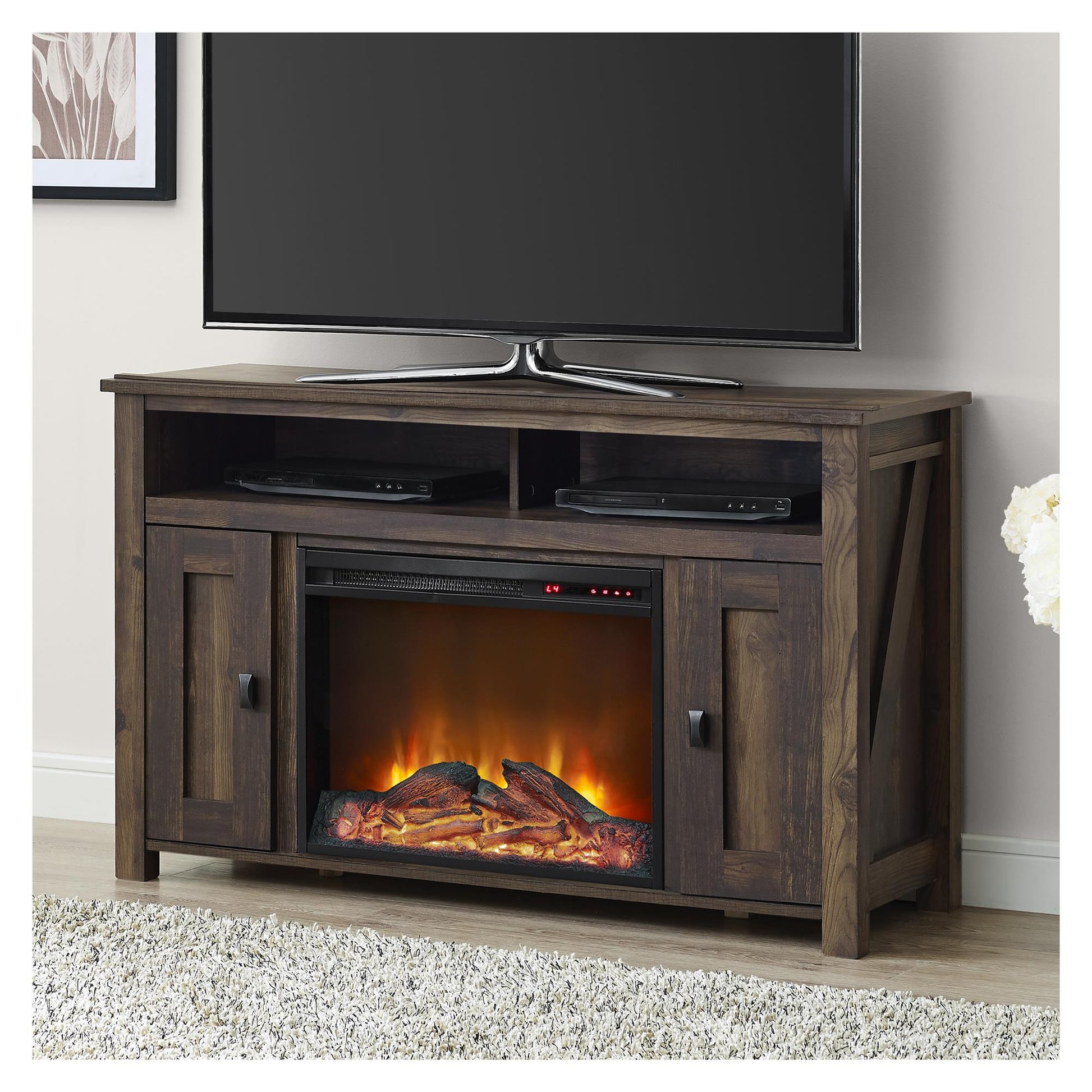 Farmington Electric Fireplace TV Console for TVs up to 50 Inch - Rustic