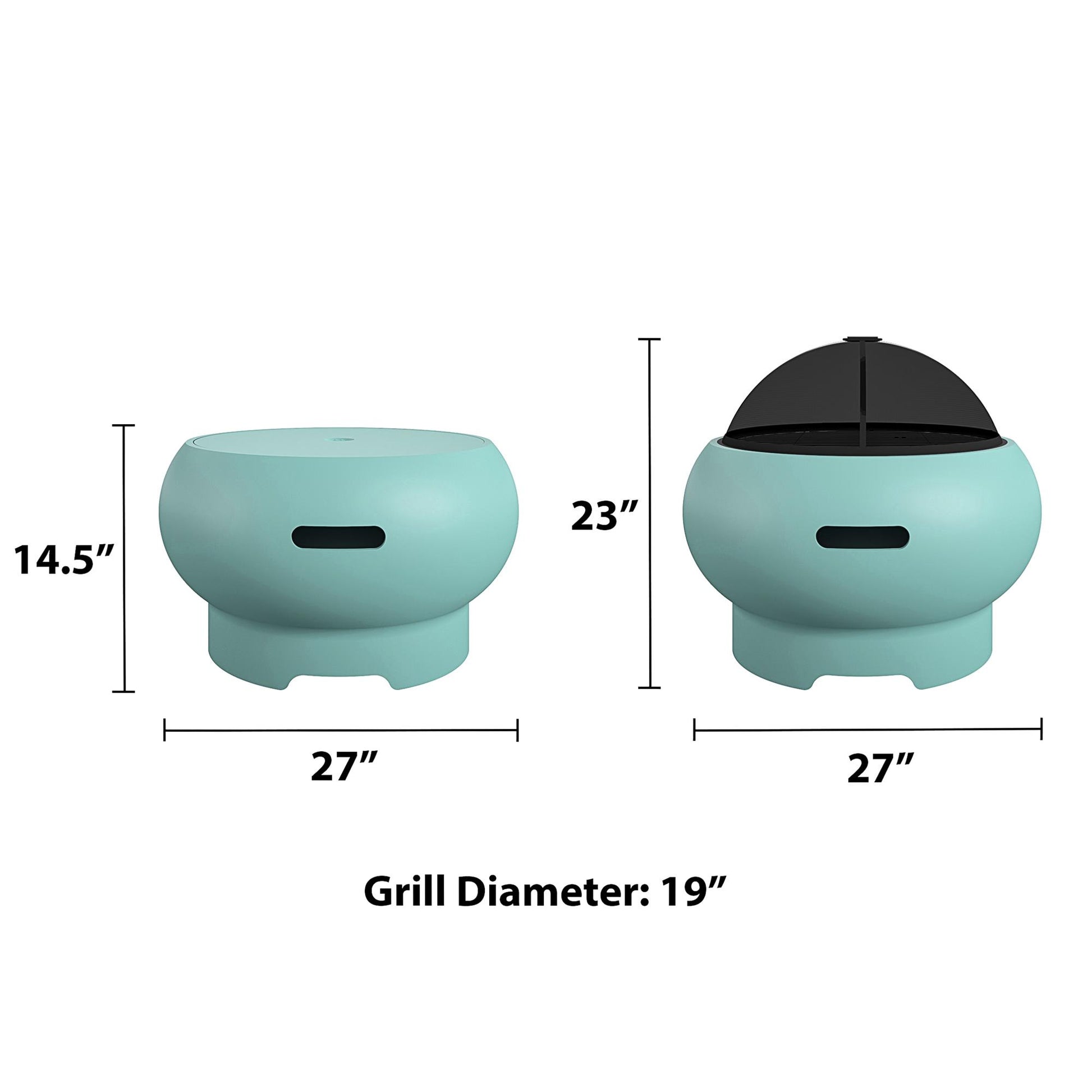 Asher 27" Wood Burning Fire Pit with Grilling Surface - Aqua Haze