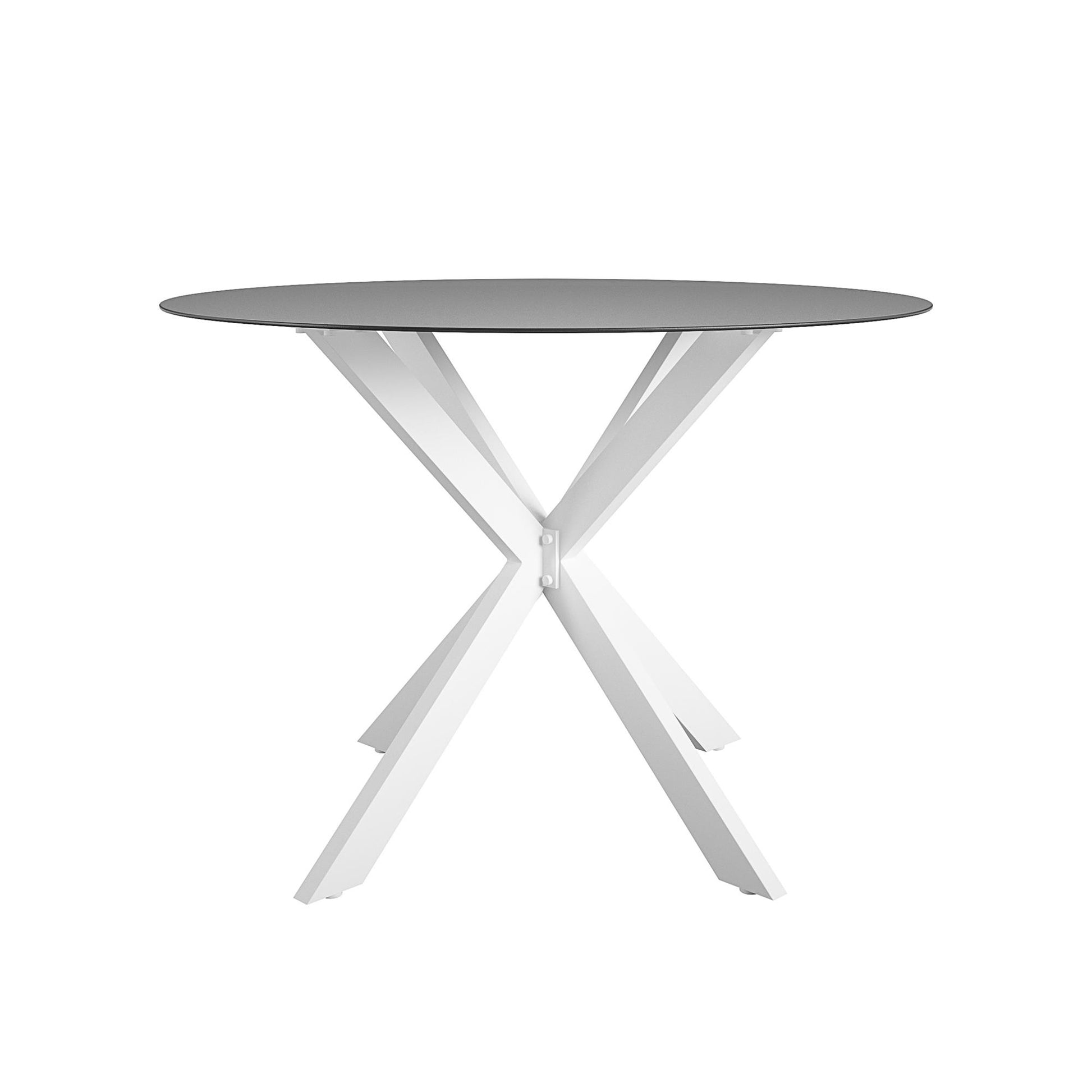 CosmoLiving by Cosmopolitan, Circi Collection, Dining Table with Glass Top, Black and White - White