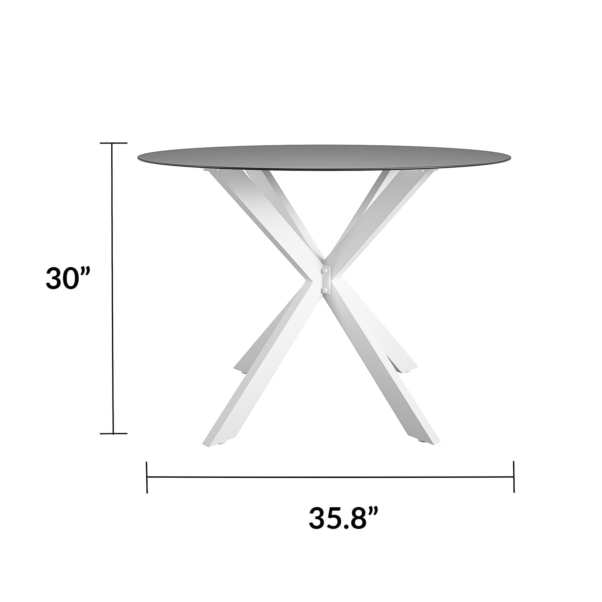 CosmoLiving by Cosmopolitan, Circi Collection, Dining Table with Glass Top, Black and White - White