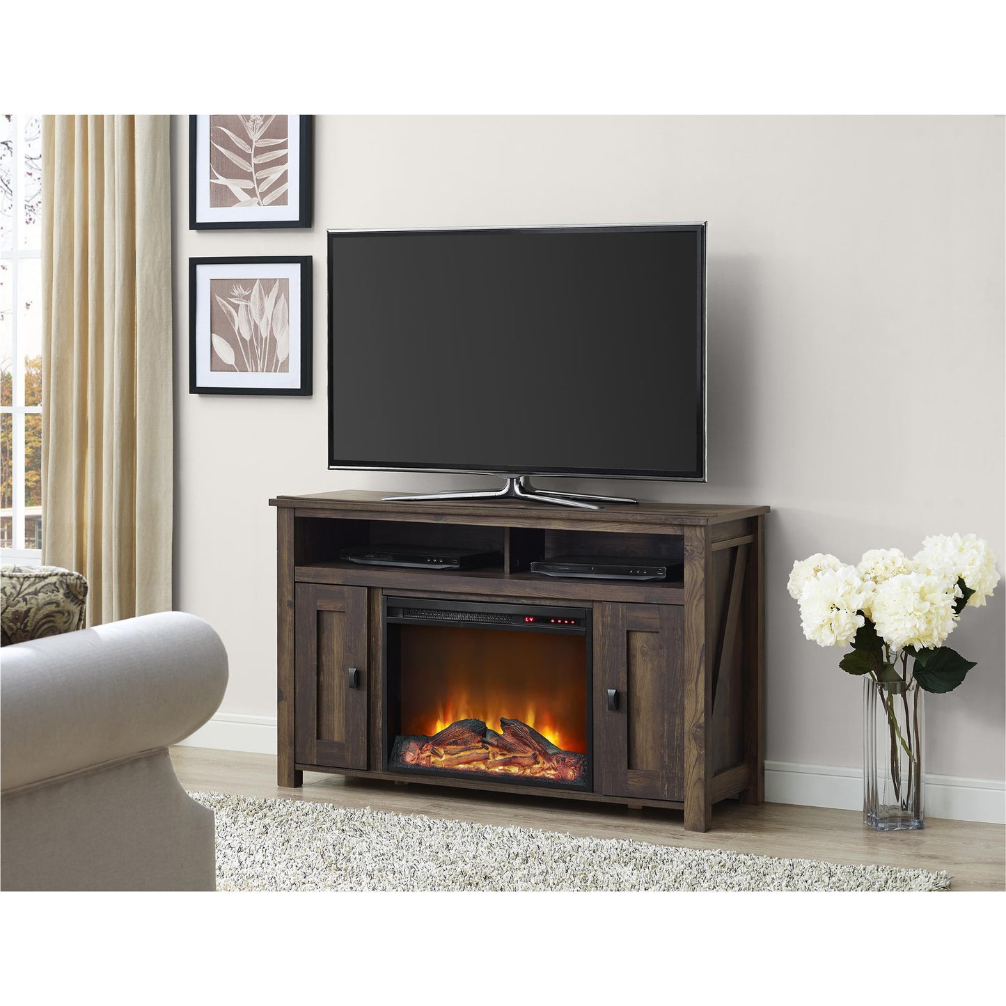 Farmington Electric Fireplace TV Console for TVs up to 50 Inch - Rustic