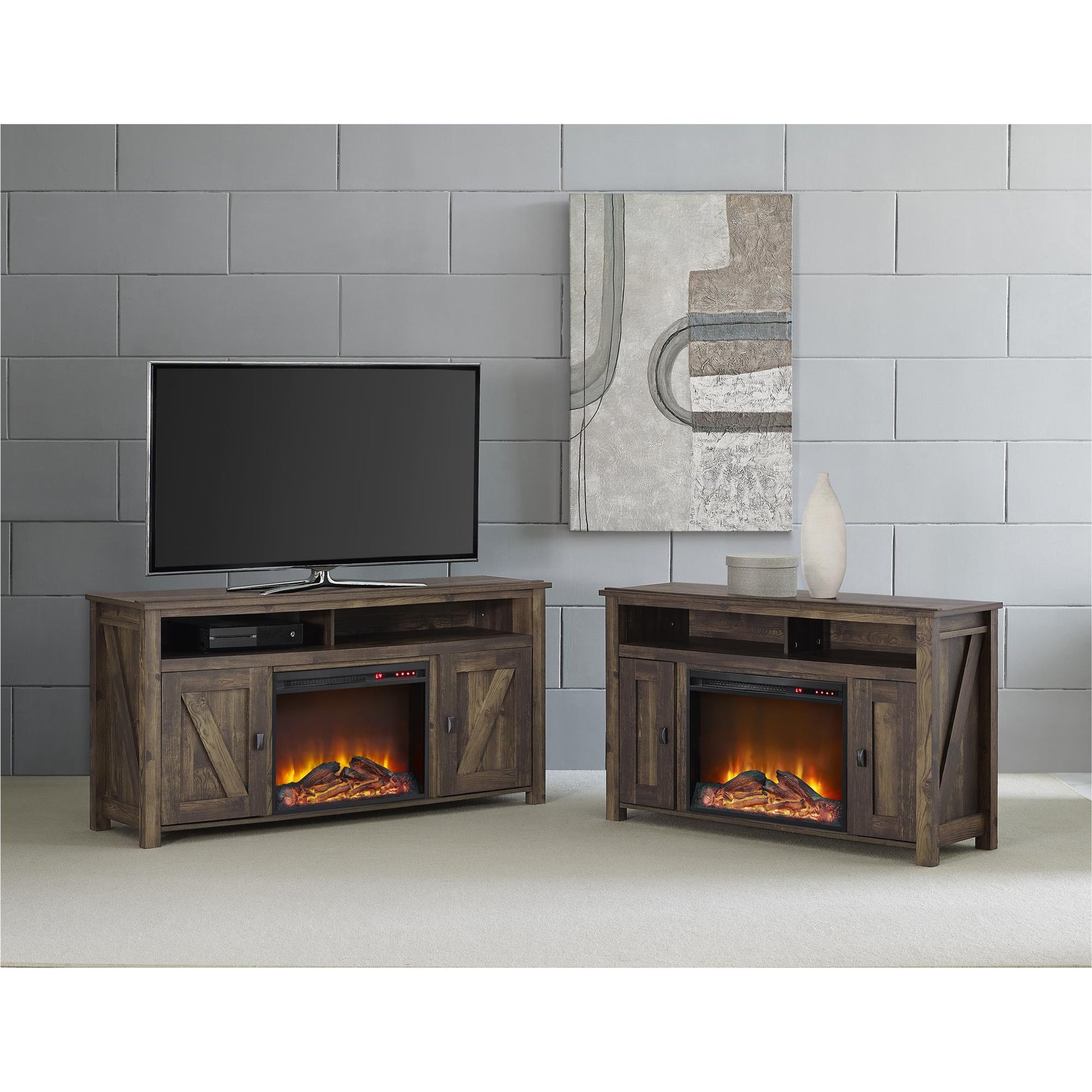 Farmington Electric Fireplace TV Console for TVs up to 60 Inch - Rustic