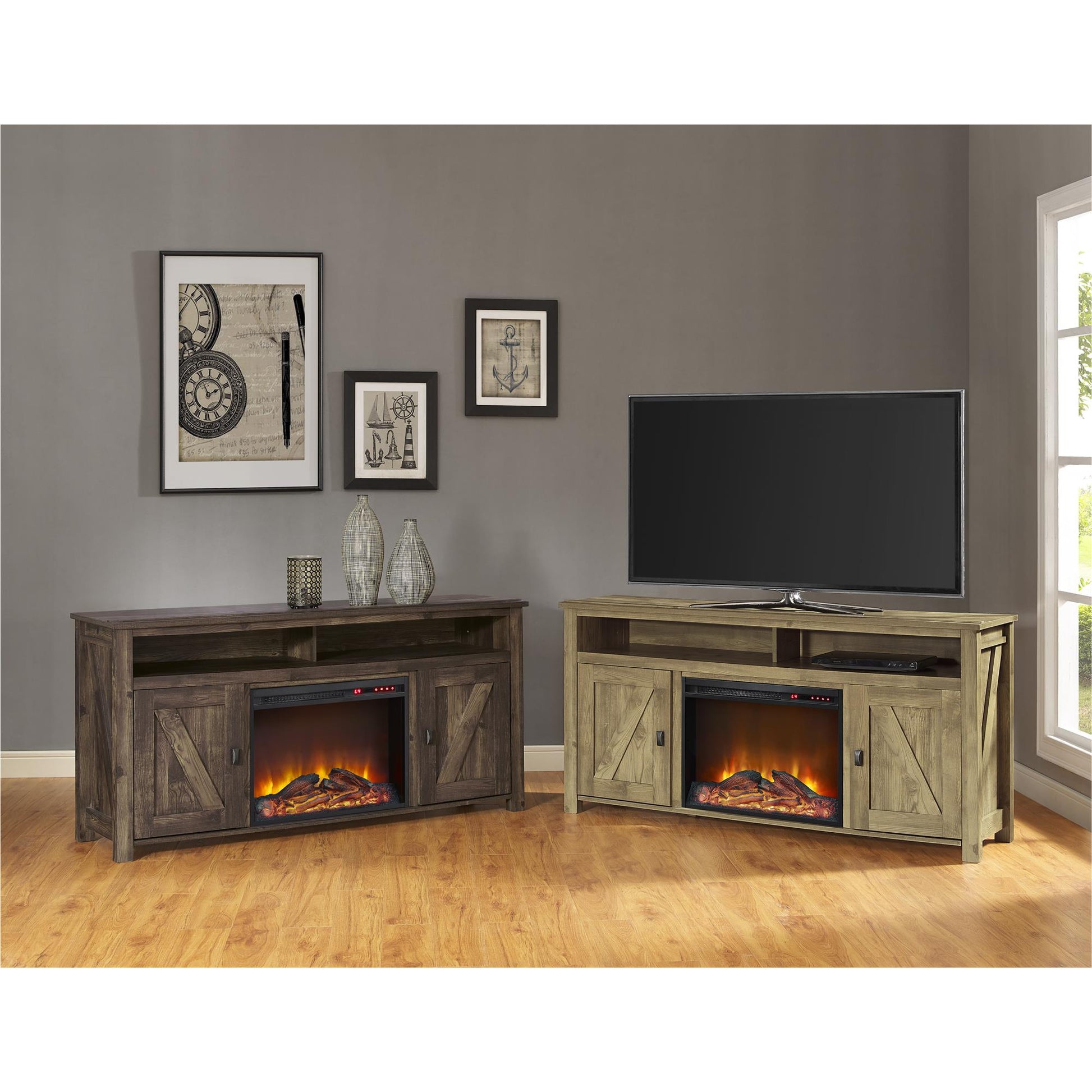 Farmington Electric Fireplace TV Console for TVs up to 60 Inch - Rustic