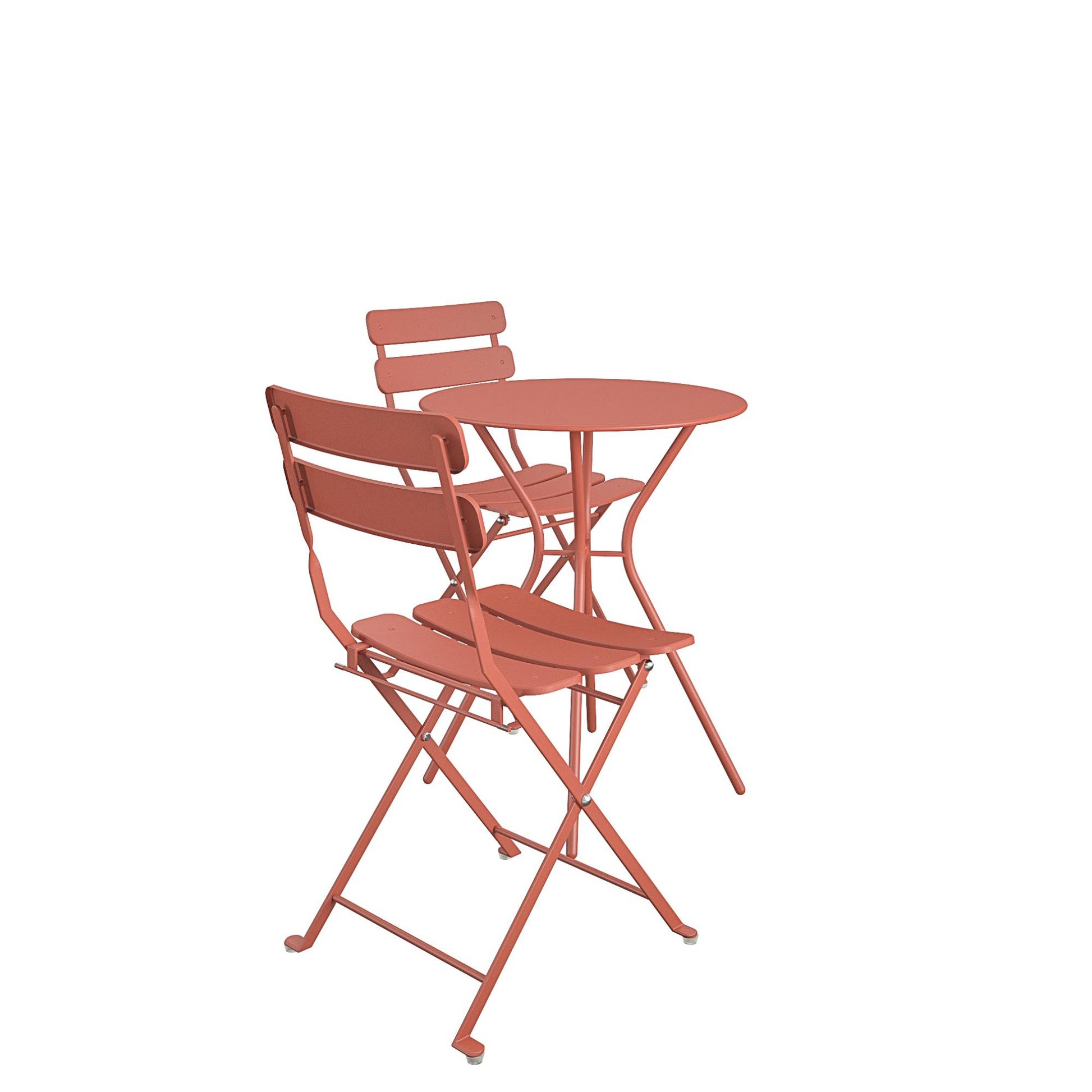 Brennan 3 Piece Bistro Set with 2 Folding Chairs - Sunbaked Orange